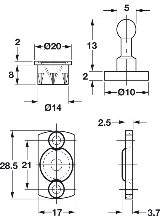 Speaker Panel Connector, Plastic, Black