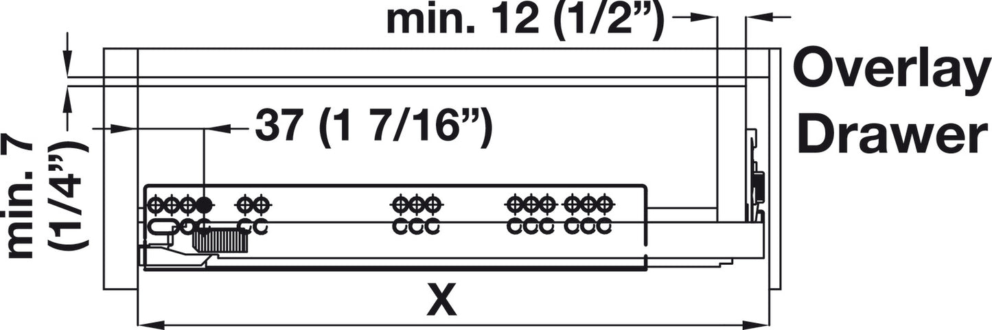 Grass Dynapro 16 Full Extension Slide, 100 lbs.