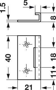 Angled Striking Plate, for Push and Turn Lock, Symo 3000