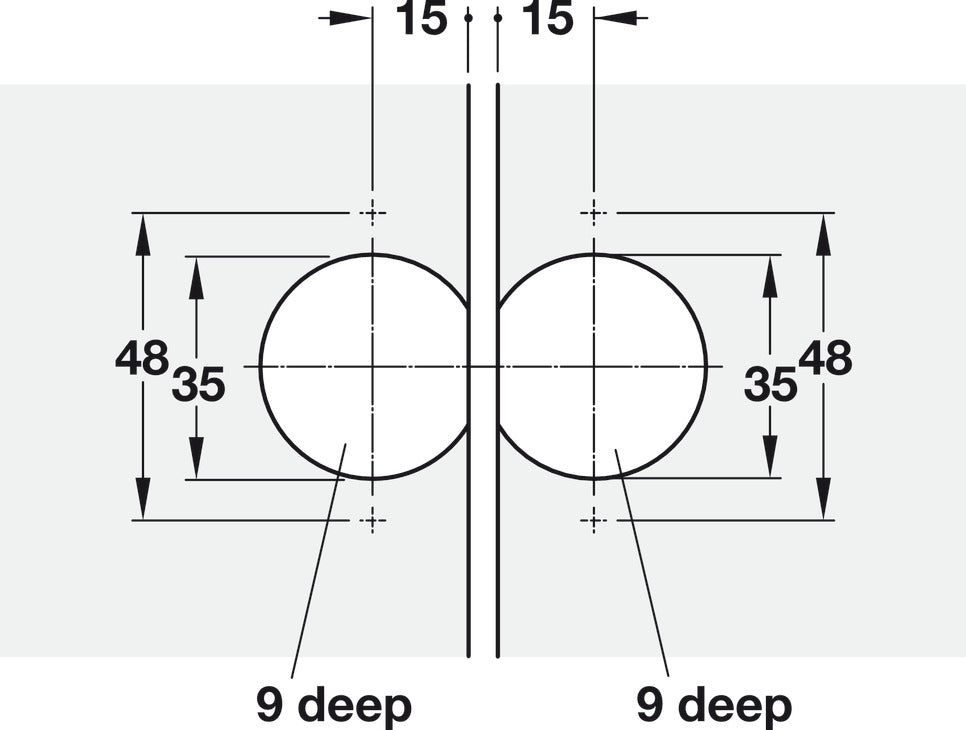 Folding Door Institutional Hinge, Aximat®, Opening Angle 180°
