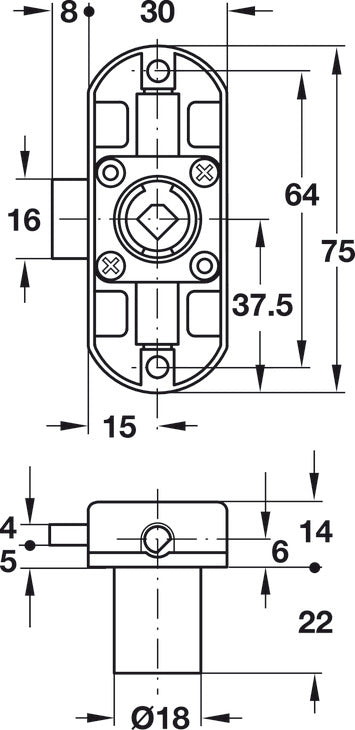 Espagnolette Lock, Symo Piccolo-Nova, Backset 15 mm