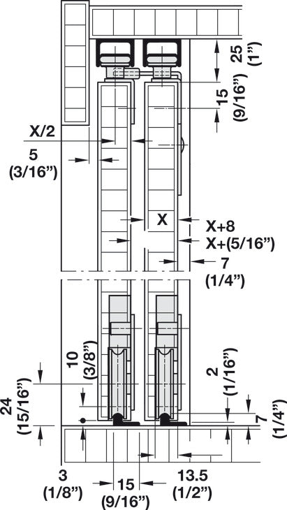 Sliding Door Hardware, Slido F-Line15 55A, set