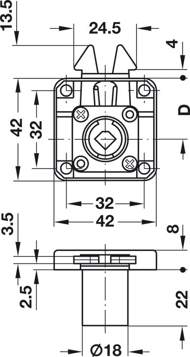 Roller Shutter Rim Lock, Backset 25 mm (1"), Symo 3000