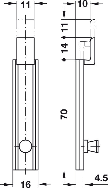 Furniture Bolt, Threaded, with Straight Slide