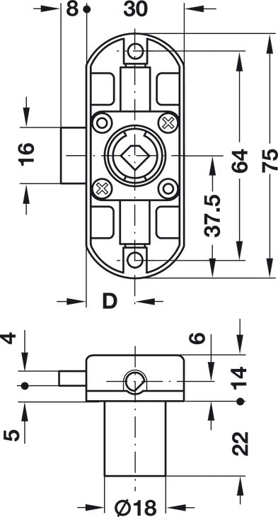 Espagnolette Lock, Symo Piccolo-Nova, Backset 15 mm
