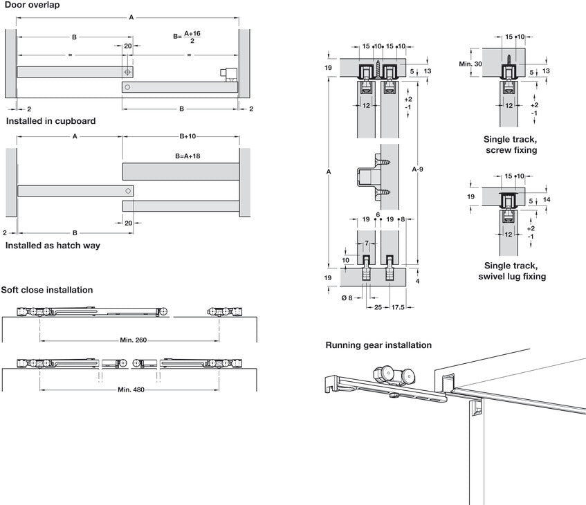 Sliding Door Hardware, Hawa Clipo 16 HM IF, set