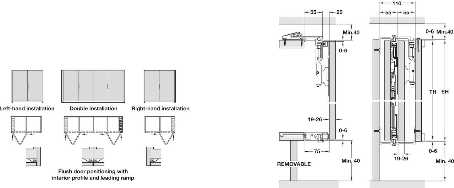Wooden Folding Sliding Doors, HAWA Folding Concepta 25, set, hinges with soft closing mechanism