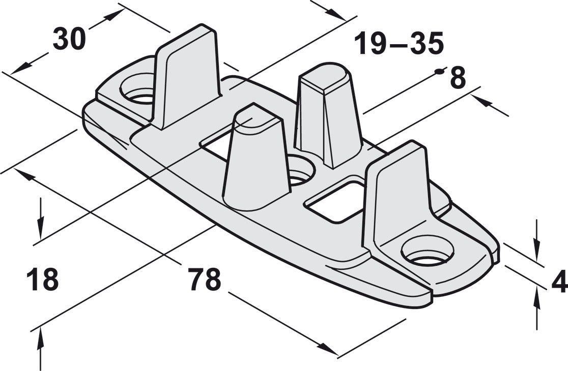 Double Guide, for screw fixing, 2-piece