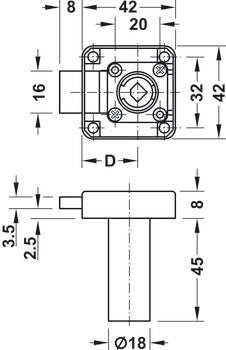 Deadbolt Rim Lock, Backset 25 mm (1"), Symo 3000