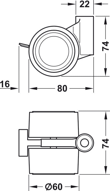 Twin Wheel Caster, Load bearing capacity 80 kg, free running
