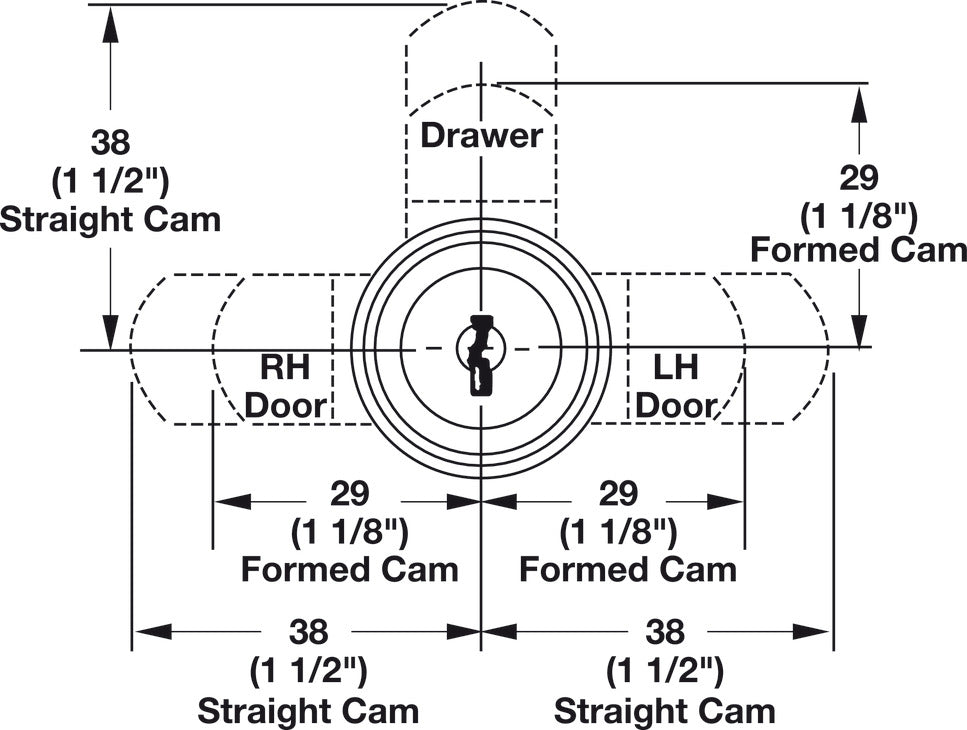 Cam Lock, C8055 Series, (1 7/16â€) 36 mm Cylinder
