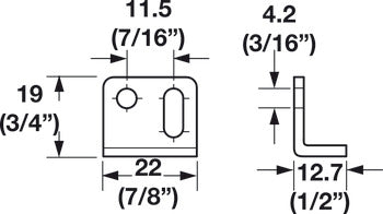 Angle Strike, 90°, Screw-Mounted, 22 x 12 mm