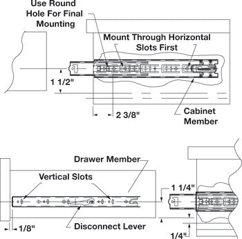 Accuride 3832HDSC Self-Close Heavy Duty, Telescopic Side Mounted Cam Adjust Slide, Full Extension, 100 lbs Weight Capacity