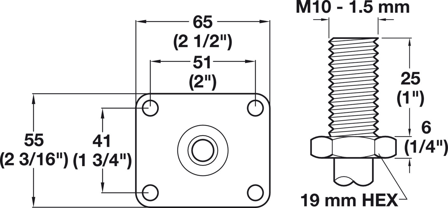 Large Twin Wheel Caster, with Brake