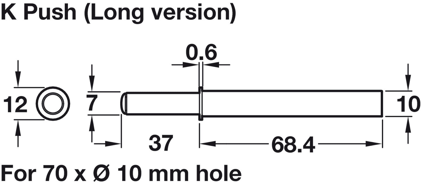 Latch, K Push Tech Concealed, Long, Strong, With Magnet