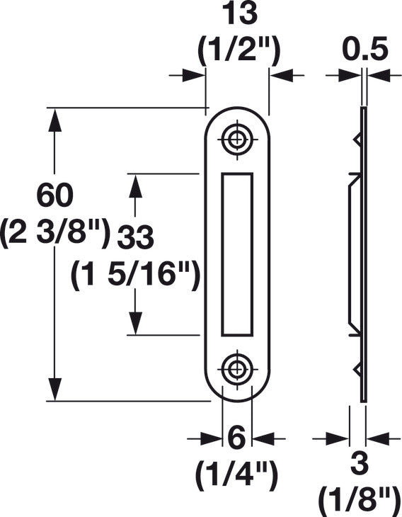 Strike Plate, 60 x 13 mm