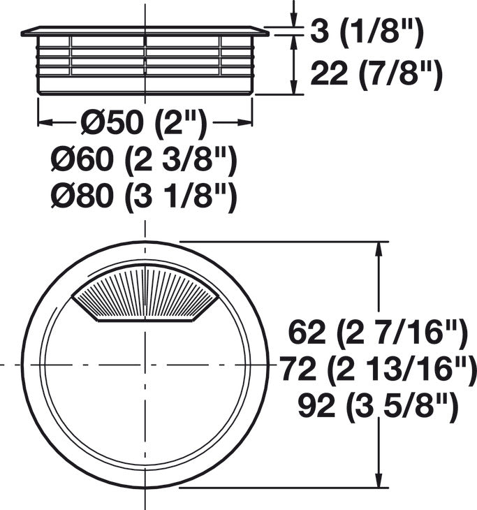 Plastic Cable Grommet, Two-Piece, Round with Spring Closure