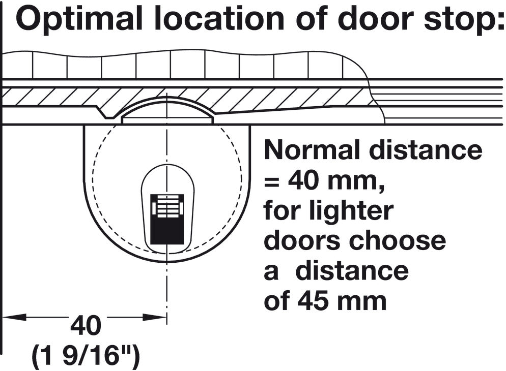 Door Stop, for upper guide with spring loaded bolt