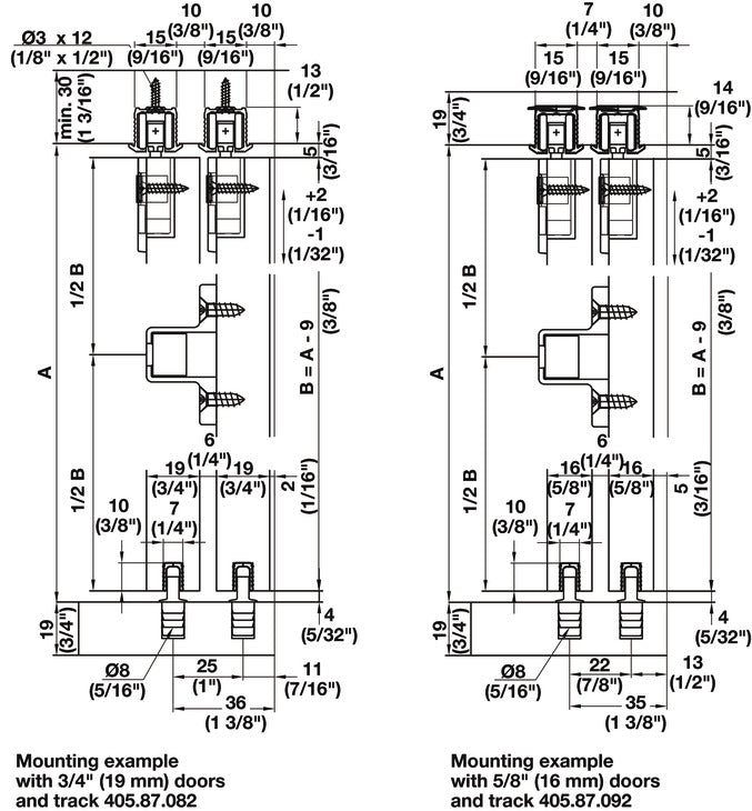Sliding Door Hardware, Hawa Clipo 16 IF, set