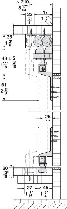 Fitting Set for Cabinets, HAWA Planfront 70, set