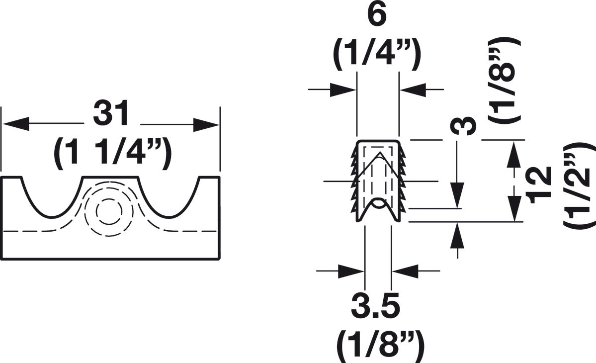 Glide, for press fitting into groove