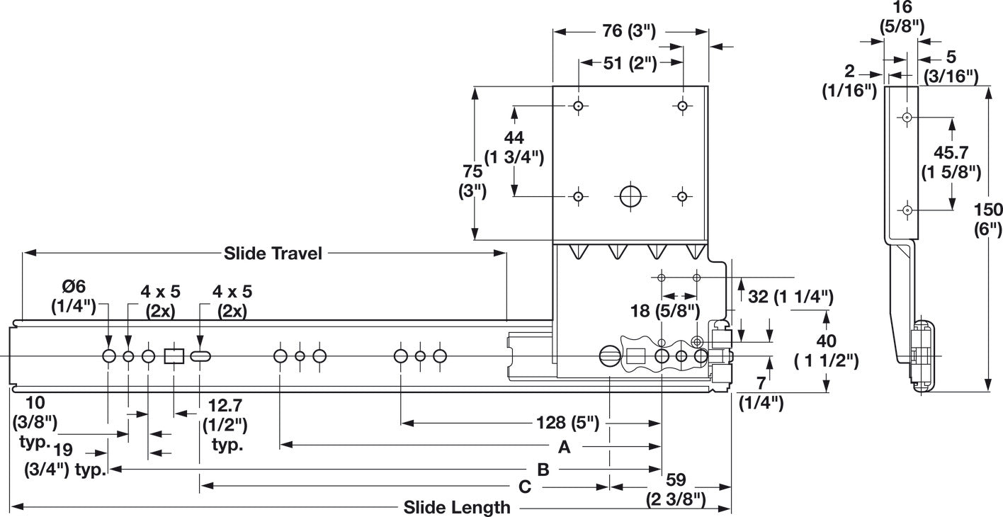 Pocket Door System, Accuride 1234 (Hinges not included)