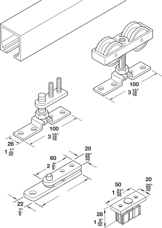 Sliding Door Hardware, HAWA Bifold 30, set