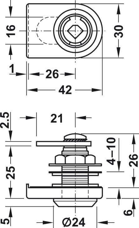 Glass Door Cam Lock, Symo 3000