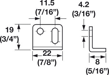 Angle Strike, 90°, 22 x 8 mm