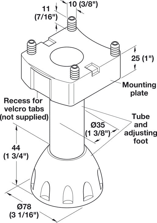 Square Mounting Plate, for Ø78 mm Adjustment Foot/Tube