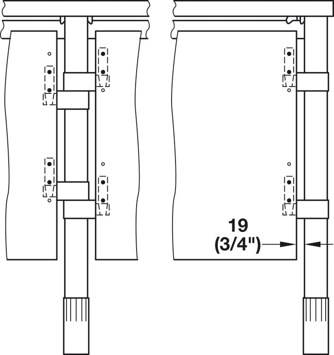 Modesty Panel Attachment Bracket, for 60 mm Legs