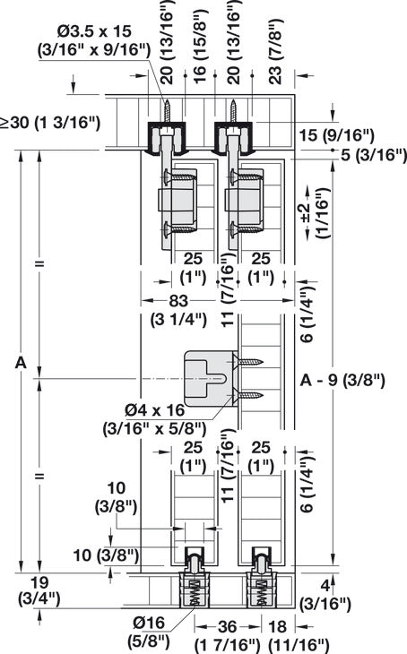 Sliding Door Hardware, Hawa Clipo 36 H IF, set