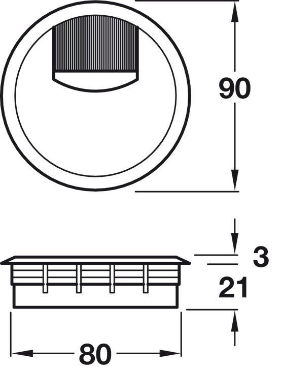 Plastic Cable Grommet, Two-Piece, Round, with Brush