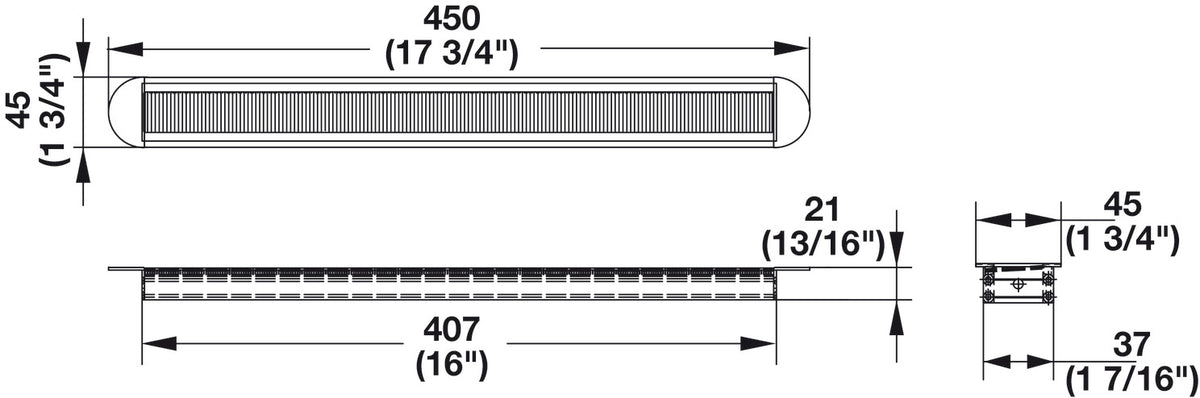 Cable Slot with Brush, Rectangular 450 x 45 mm – Commercial Sourcing