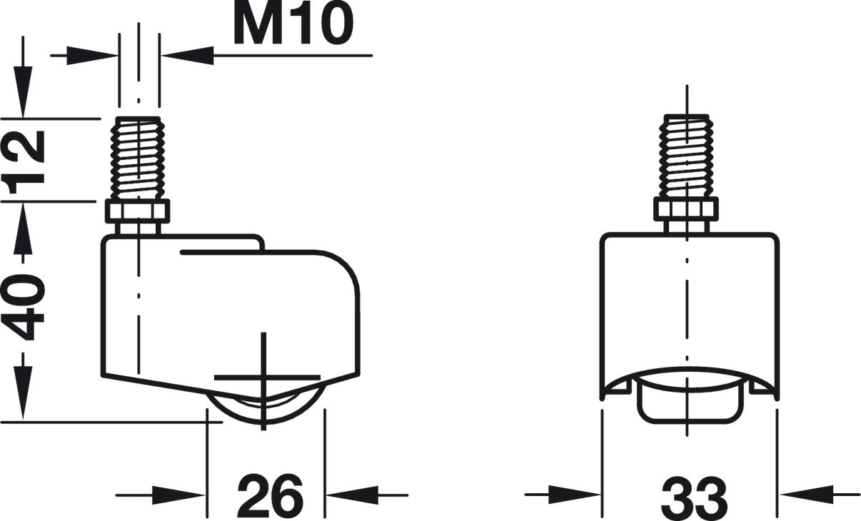 Enclosed wheel caster, Load bearing capacity 75 kg, free running
