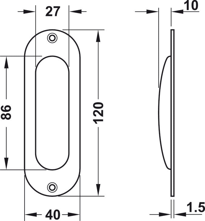 Flush pull handles for sliding doors, FSB, model 4212
