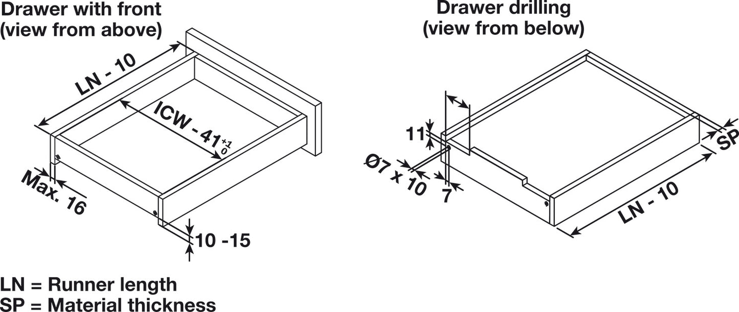 Salice A6558 Futura Push with Soft Close Slide, for Frameless, Full Extension, 50 lbs