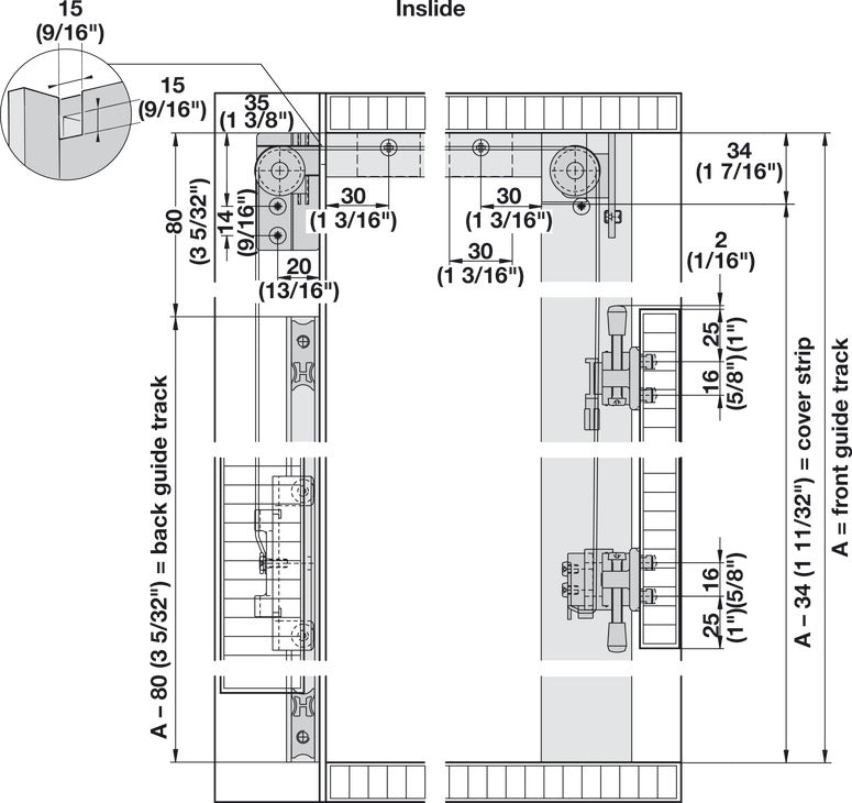 Sliding Door Fitting, Hawa Libra 20 H IF/VF, set