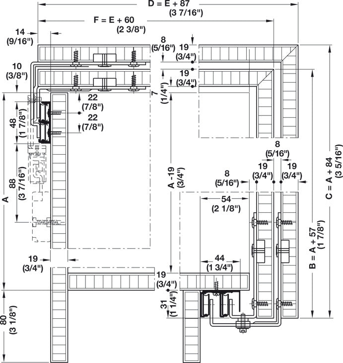 Sliding Door Hardware, Hawa Combino L 40, set