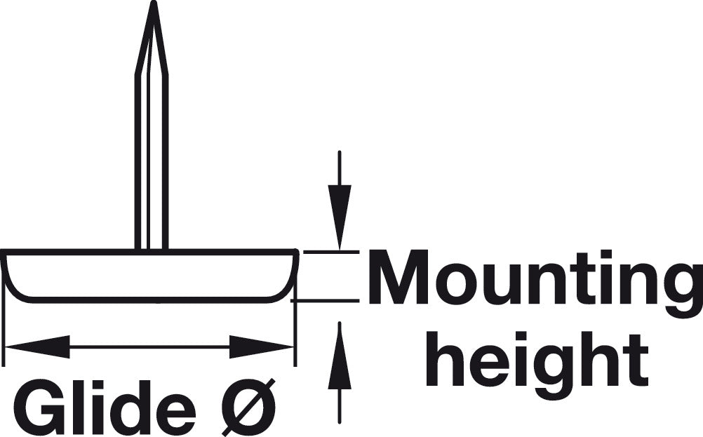 Furniture Glide, Height 5 mm, Knock-in