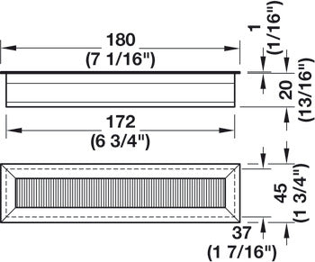 Anodized Aluminum Grommet, Rectangular 180 x 45 mm with Brush