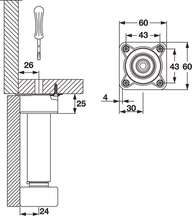 Mounting Socket, XT Metal