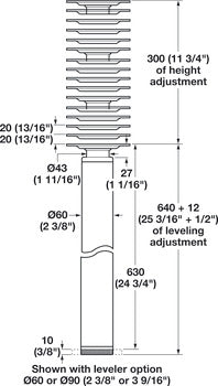Ø60 mm, Adjustable KOYO Leg