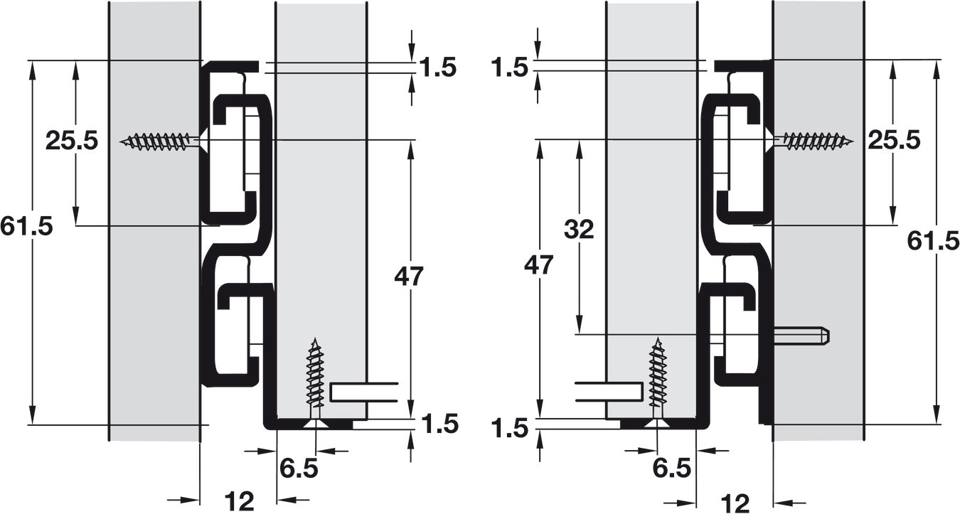 Premium Epoxy Coated Bottom Mounted Slide, Full Extension, Self-Closing, 150 lbs Weight Capacity