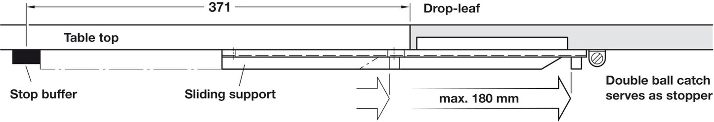 Drop Leaf Table Fitting Set, TKB, table extension fittings