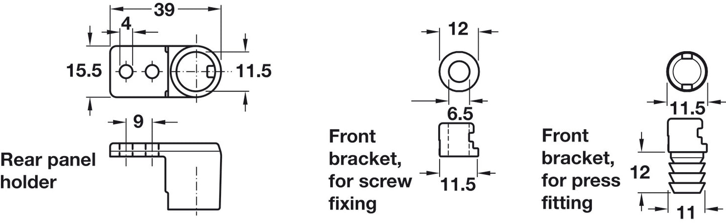 Railing Set, Round, HÃ¤fele Matrix Box P