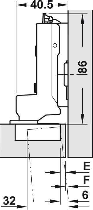 Concealed Hinge, Grass TIOMOS, 94º Opening Angle, Inset Mounting