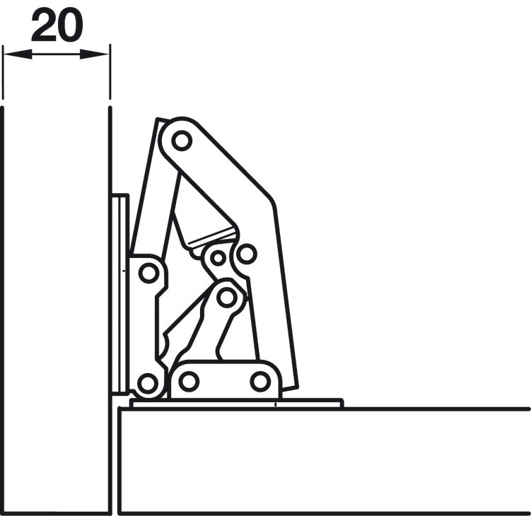 Concealed Hinge, Easy Mount, 90° Opening Angle, Self Closing