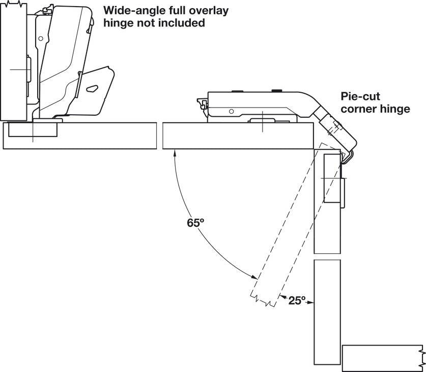 Pie-Cut Corner Hinge, Grass TIOMOS, Self-Close, for Connecting Two Folding Doors