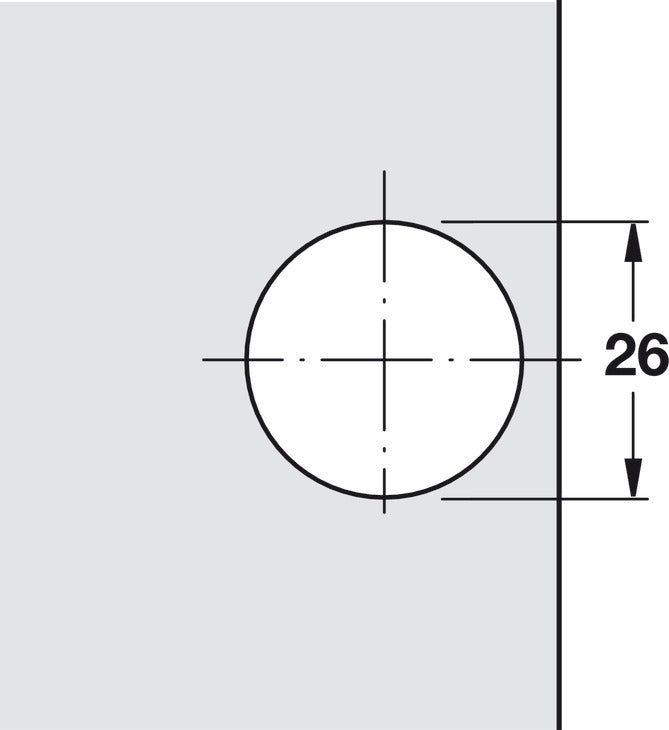 Glass Door Concealed Hinge, Salice, 94° Opening Angle, Self Closing, Inset Mounting